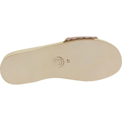 Handmade wooden clogs for men with tan leather band