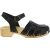 Handgefertigte Holzclogs für Damen mit schwarz Lederkäfig-Obermaterial