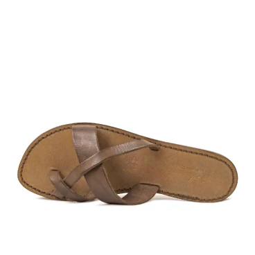 Tongs femme en cuir couleur de boue travaillés à la main en Italie