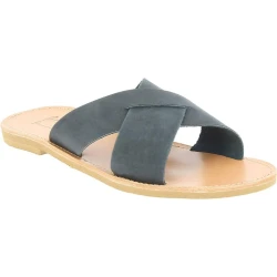 Sandalias para hombre con bandas cruzadas en piel nobuck negra