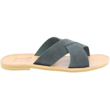 Sandales pour homme à bandes croisées en cuir nubuck marron foncé