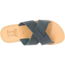 Sandalias para hombre con bandas cruzadas en piel nobuck marrón oscuro