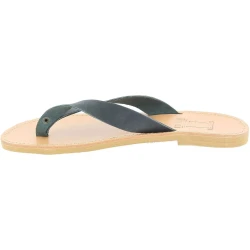 Tongs à enfiler pour hommes en cuir nubuck noir faits à la main