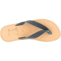 Tongs à enfiler pour hommes en cuir nubuck noir faits à la main