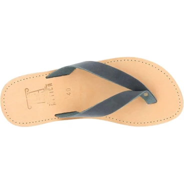 Sandalias de tiras para hombre en cuero nobuck negro hechas a mano