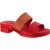 Red mules with leather and rafia band Handmade