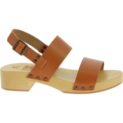 Holzclogs Damen mit beige Lederband Handgefertigte