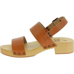 Holzclogs Damen mit beige Lederband Handgefertigte
