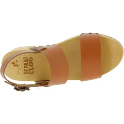 Holzclogs Damen mit beige Lederband Handgefertigte