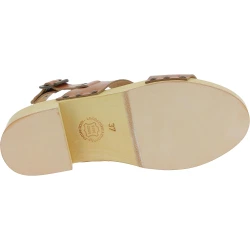 Holzclogs Damen mit beige Lederband Handgefertigte