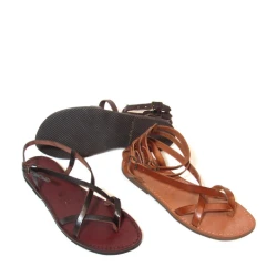 Handgefertigt in Italien von slave-Womens Sandalen aus dunkelbraunem Leder