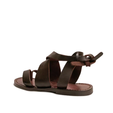 Women sandals in Dark Brown Leather handmade in Italy