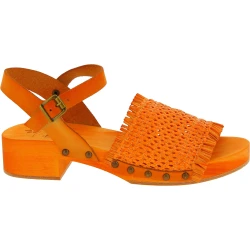 Oranges Mules für Damen mit gewebte Leder band Handgefertigte