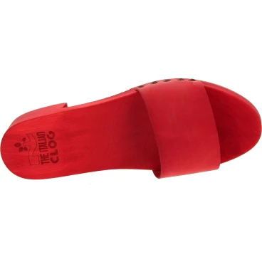 Red women's clogs slippers with leather band Handmade