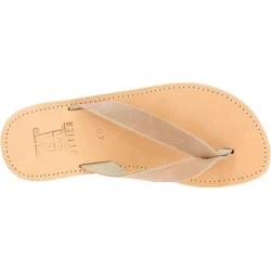 Men's handmade slip-on thong sandals in black nubuck leather