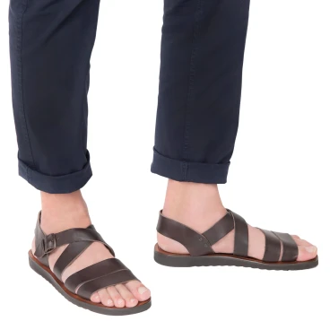 Handgefertigte Herren-Sandalen aus dunkelbraune Leder