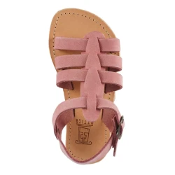 Attica Persephone Sandales gladiateur pour enfant en cuir nubuck marron faits à la main en Grèce