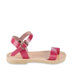 Sandali infradito da bambina in pelle di vitello fucsia chiusura con fibbia
