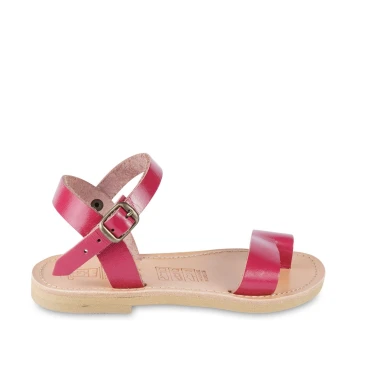 Mädchen sandalen aus fuchsiafarbenem Kalbsleder mit Schnallen verschluss