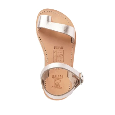 Girl's thong sandals in fuchsia calfskin with buckle closure