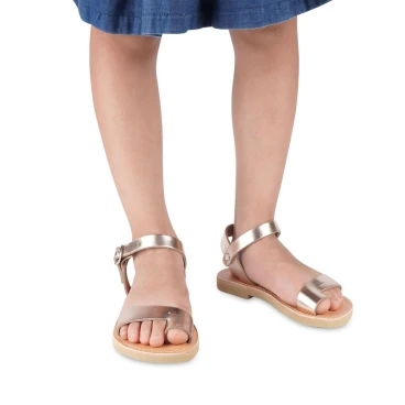 Mädchen sandalen aus fuchsiafarbenem Kalbsleder mit Schnallen verschluss