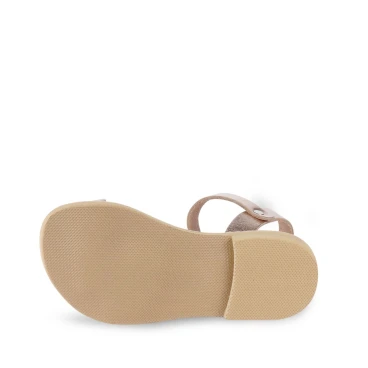 Girl's thong sandals in fuchsia calfskin with buckle closure