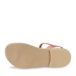 Sandales tongs pour fille en cuir de veau fuchsia avec fermeture à boucle