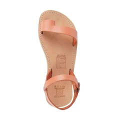 Sandales tongs pour fille en cuir de veau fuchsia avec fermeture à boucle