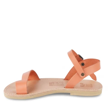Girl's thong sandals in fuchsia calfskin with buckle closure
