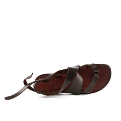 Damen-Sandalen aus dunkelbraunem Leder in Italien von Handgefertigt