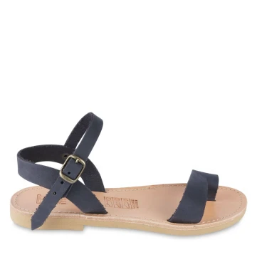 Girl's thong sandals in fuchsia calfskin with buckle closure