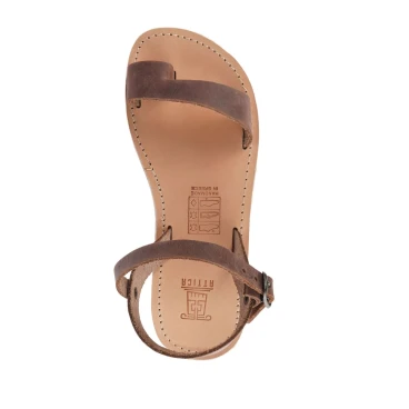Girl's thong sandals in fuchsia calfskin with buckle closure