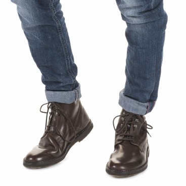 Botines para mujer de cuero marron oscuro Hecho a mano en Italia