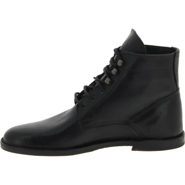 Damen stiefeletten aus Schwarz Leder Handgefertigt in Italien