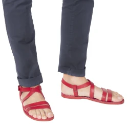 Rote Herren Franziskaner-sandalen aus Leder in Italien von Handgefertigt