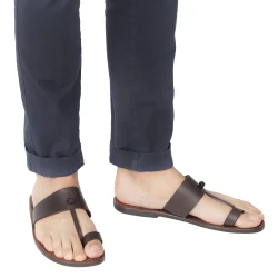 Dunkelbraunem Flip-Flop-Ledersandalen für Männer in Italien von Handgefertigt