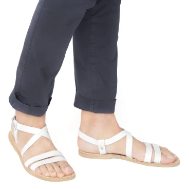 Franziskaner-Sandalen für Männer aus Weiße Leder in Italien von Handgefertigt