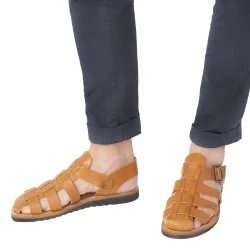 Mönchsandalen für Männer aus braunem Leder in Italien von Handgefertigt