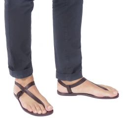 Sandali infradito in pelle viola fatti a mano