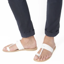 Weiße Flip-Flop-Sandalen aus Leder in Italien von Handgefertigt