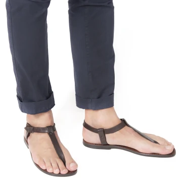 Flipflop männer aus braunem Leder in Italien von Handgefertigt