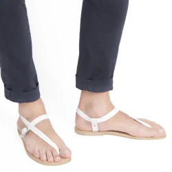 Sandali infradito in pelle bianca fatti a mano