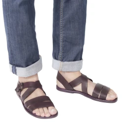 Handgefertigte Herren-Sandalen aus pflaume Leder