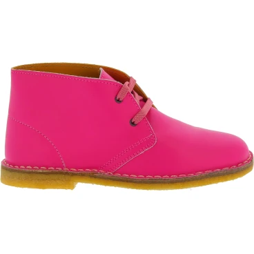 Polacchine da bambino in pelle fucsia fatte a mano in Italia