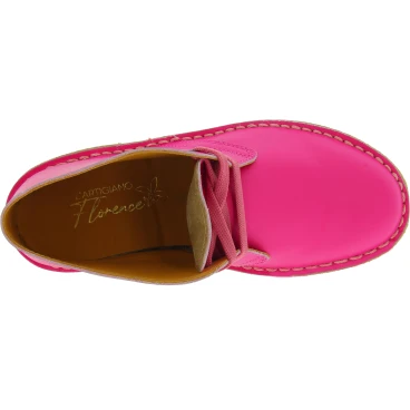 Polacchine da bambino in pelle fucsia fatte a mano in Italia
