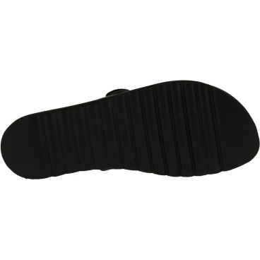 Tongs faites à la main en cuir noir avec boucle