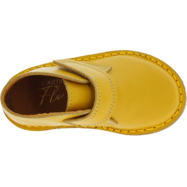 Bottines enfant en cuir veritable jaune moutarde fait main en Italie