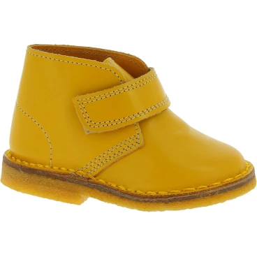 Bottines enfant en cuir veritable jaune moutarde fait main en Italie