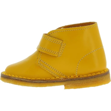 Bottines enfant en cuir veritable jaune moutarde fait main en Italie