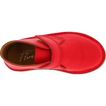 Bottillons garçon fille en cuir rouge faits main en Italie